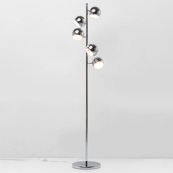 KARE Calotta - lesklá chrómová stojacia lampa, Chrómová / strieborná, Obývacia izba / jedáleň, kov, Moderný, Stojacie svietidlo