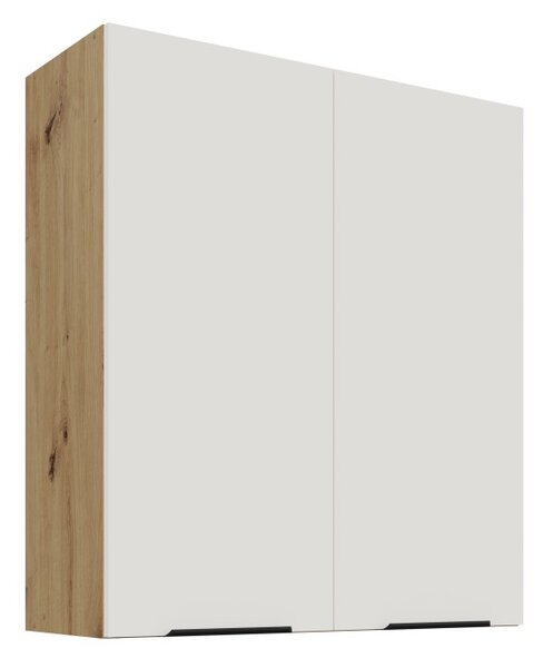 Vysoká horná skrinka LUNARA - šírka 80 cm, biela / dub artisan