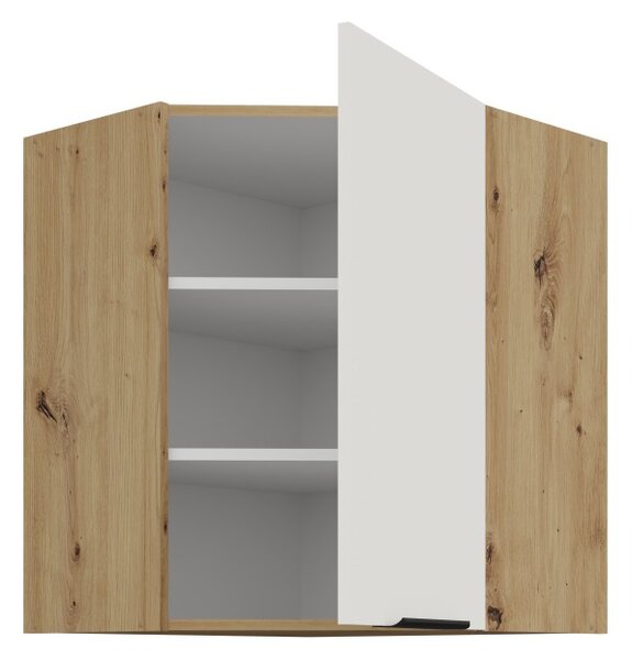 Horná rohová skrinka LUNARA 1 - 60x60 cm, biela / dub artisan