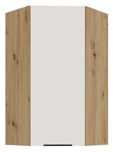 Vysoká horná rohová skrinka LUNARA 1 - 60x60 cm, biela / dub artisan