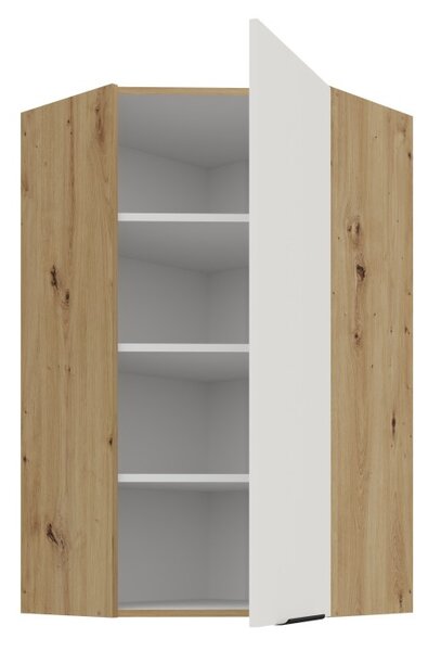 Vysoká horná rohová skrinka LUNARA 1 - 60x60 cm, biela / dub artisan