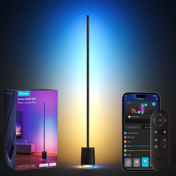 Govee - LED Stojacia lampa s reproduktorom Pro RGBICWW Wi-Fi + DO