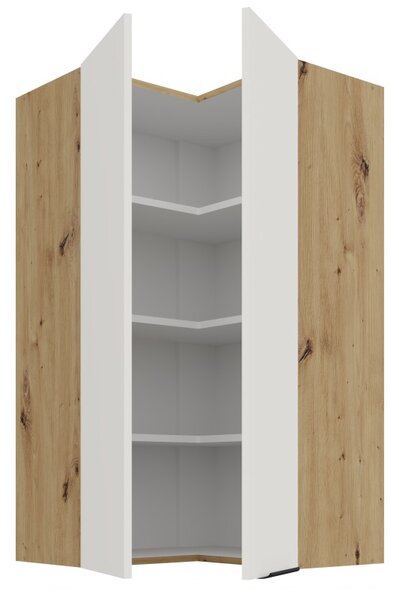 Vysoká horná rohová skrinka LUNARA 2 - 60x60 cm, biela / dub artisan