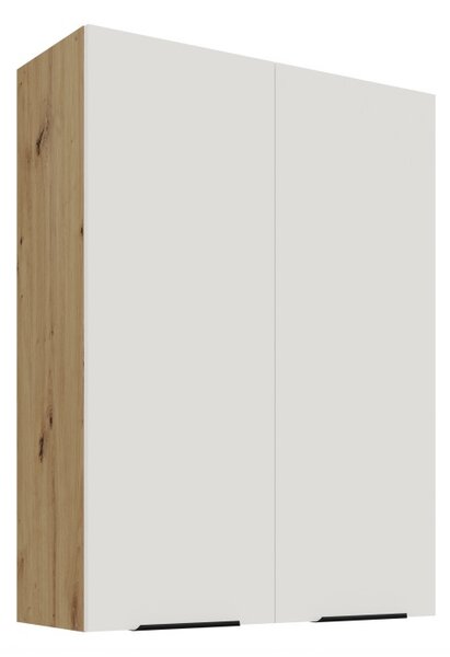 Vysoká horná kuchynská skrinka LUNARA - šírka 80 cm, biela / dub artisan