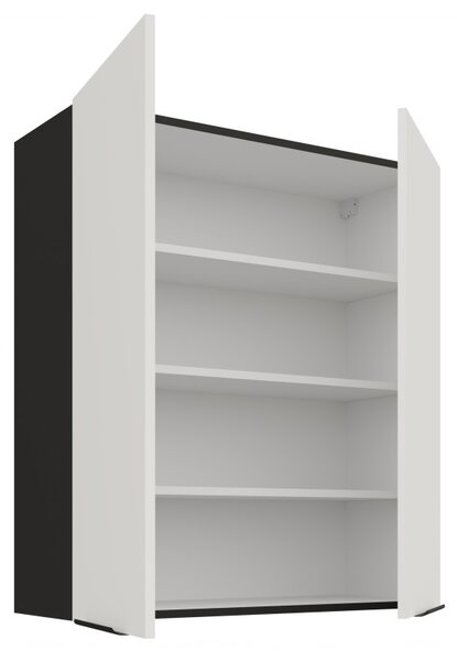 Vysoká horná skrinka LUNARA - šírka 80 cm, biela / čierna