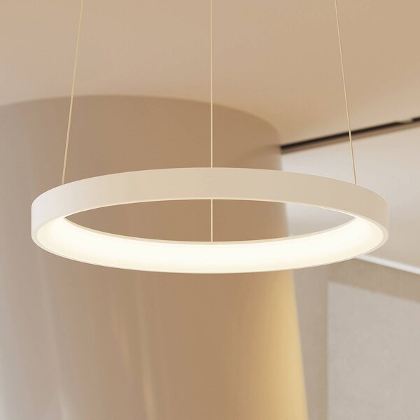 Arcchio LED závesné svietidlo Vivy, Ø 58 cm, biele, kovové, Biela / opálová, Kuchyňa, kov, Moderný, Závesné svietidlo