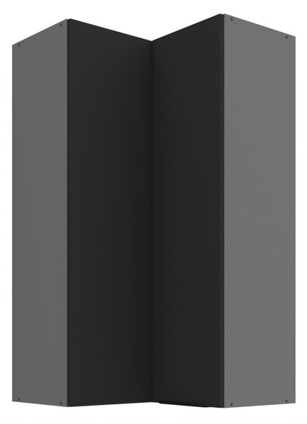 Vysoká horná rohová skrinka LUNARA 2 - 60x60 cm, čierna / antracit