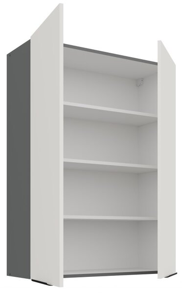 Vysoká horná kuchynská skrinka LUNARA - šírka 80 cm, biela / antracit