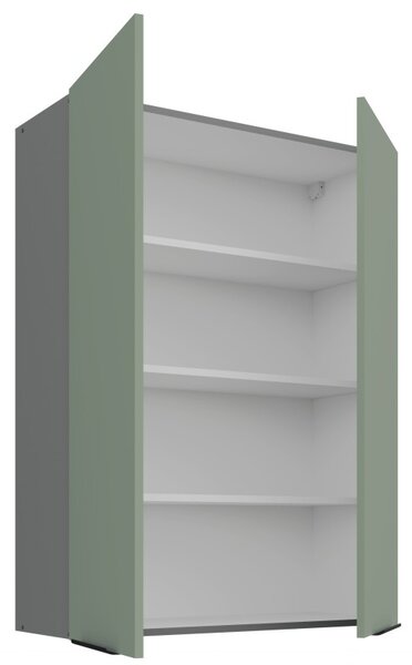 Vysoká horná kuchynská skrinka LUNARA - šírka 80 cm, zelená / antracit