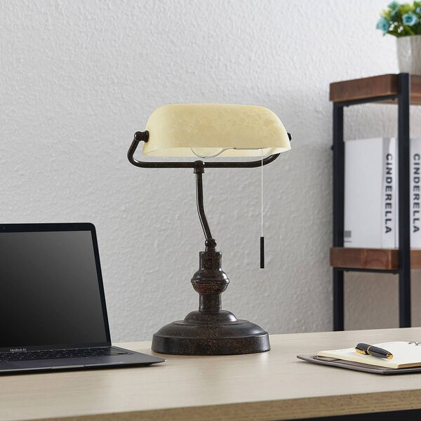Stolná lampa Lindby Profina, 39 cm, hrdzavohnedá, oceľ, Hnedá / hrdzavá, Pracovňa / Kancelária, kov, Starožitný, Stolová lampa