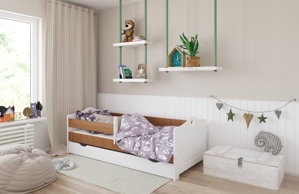 BabyBeds Detská posteľ EMMA srdiečka Farebné prevedenie: Jelša, Velikost postele: 160x80 cm, Úložný priestor k posteli: Áno, s úložným priestorom