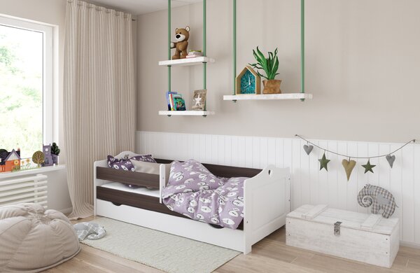 BabyBeds Detská posteľ EMMA srdiečka Farebné prevedenie: Orech, Velikost postele: 160x80 cm, Úložný priestor k posteli: Áno, s úložným priestorom