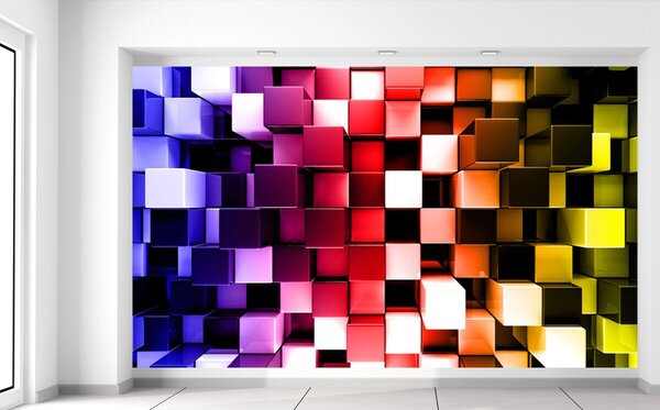 Gario Fototapeta Farebné 3D kocky Veľkosť: 402 x 240 cm, Materiál: Latexová