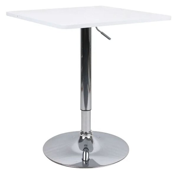 Štvorcový otočný barový stôl s nastaviteľnou výškou biely (k261274)