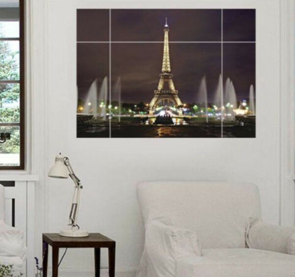 Veselá Stena Samolepka na stenu Okno s výhľadom na Eiffelovu vežu