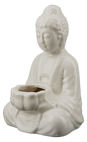 Porcelánová dekorácia Buddha biely, 7x11 cm