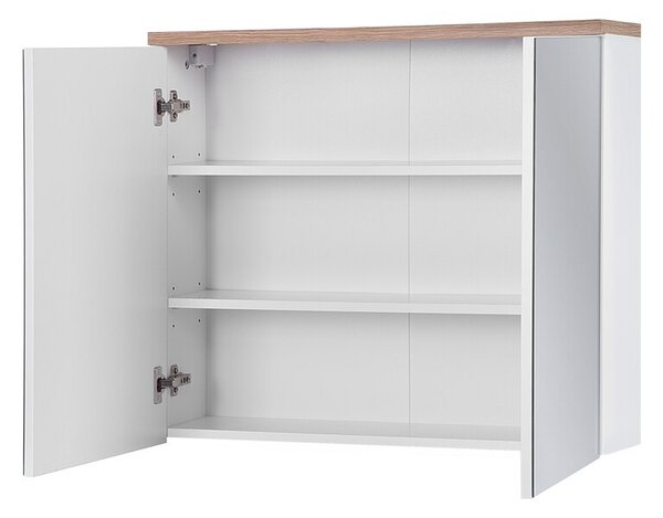 Comad Kúpeľňová zostava Bali 80 cm so zápustným umývadlom, skrinkami a zrkadlom dub wotan/biela