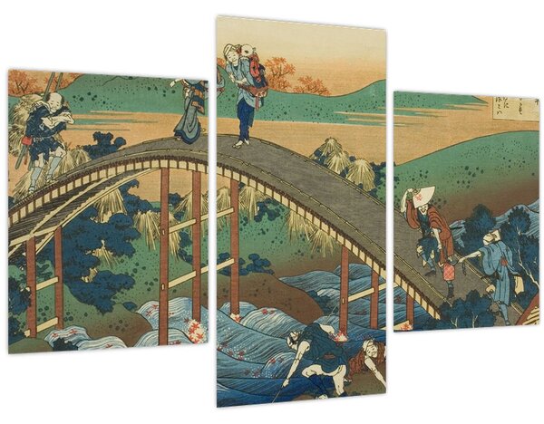 Obraz - Katsushika Hokusai, Ariwara no Narihirafrom the series One Hundred, Poems Explained by the Nurse (Hyakunin isshu uba ga etoki), reprodukcia (90x60 cm)