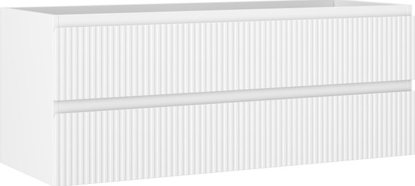 Mexen Rivel, kúpeľňová skrinka pod umývadlo 120 cm, 2 zásuvky, drážkovaná, biela matná, 91A20-12047-2-BFF01