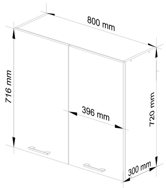 Horná kuchynská skrinka 80 cm VERMINA - biela / biela lesklá