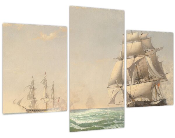 Obraz - Fitz Henry Lane, The United States Frigate President Engaging the British Squadron, reprodukcia (90x60 cm)