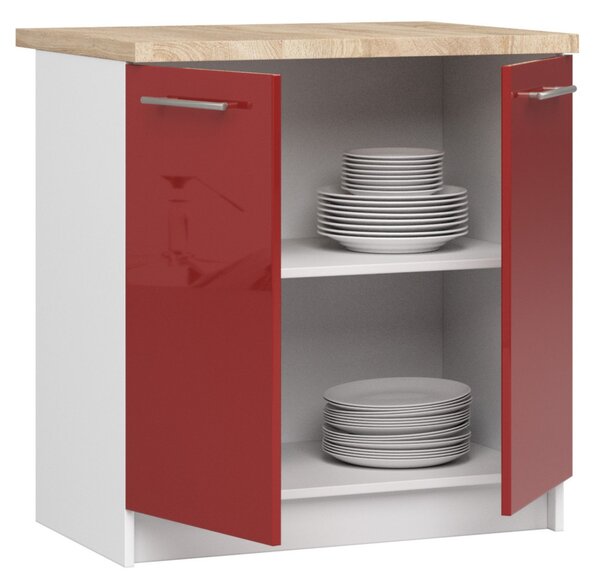 Dolná kuchynská skrinka 80 cm VERMINA - biela / červená lesklá