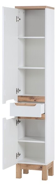 Comad Kúpeľňová zostava Bali 80 cm so zápustným umývadlom, skrinkami a zrkadlom dub wotan/biela