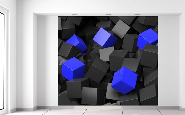 Gario Fototapeta Čierno - modré kocky 3D Materiál: Latexová, Veľkosť: 268 x 240 cm