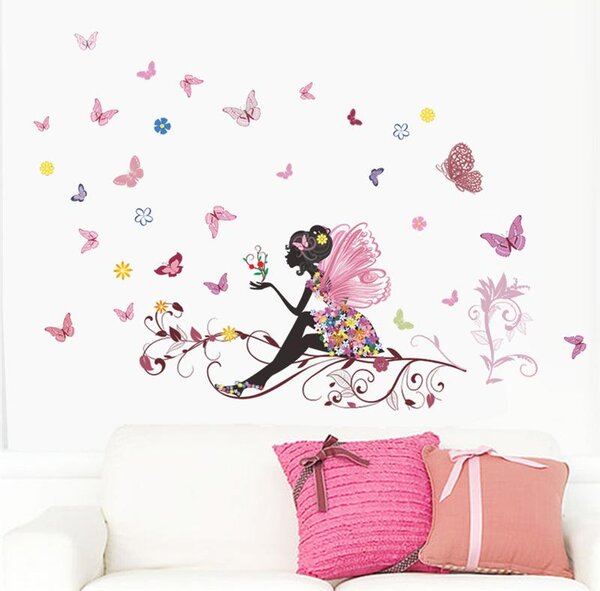 Veselá Stena Samolepka na stenu Víla s motýlikmi