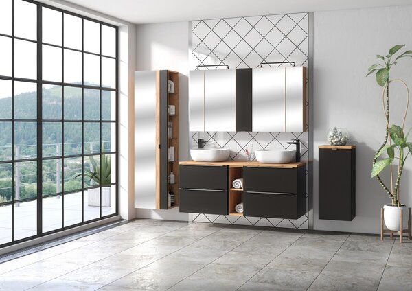 Comad Umývadlová skrinka Capri 820 2S čierny mat/dub kraft zlatý