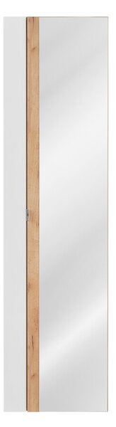 Comad Kúpeľňová skrinka stĺpik so zrkadlom Capri 803 1D biely lesk/dub craft zlatý