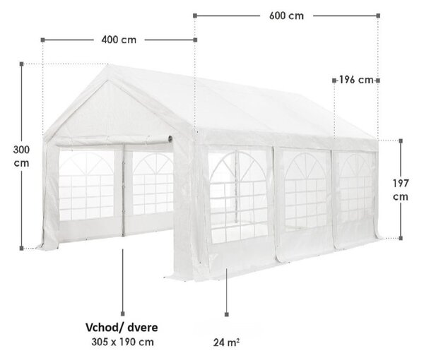 Párty stan Gala 4x6 m - biela