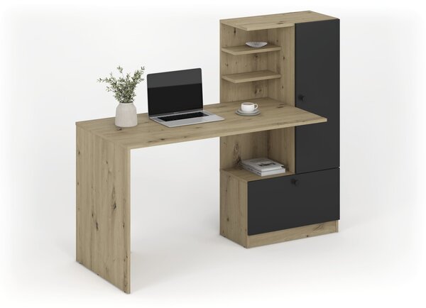 NovýNábytok.sk PC stolík Hogito (dub artisan + čierna). Vlastná spoľahlivá doprava až k Vám domov. 1156027