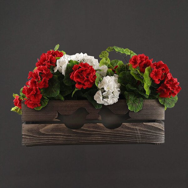 AMADEA Drevený obal na kvetináč tmavý s vtáčikmi, 52x21,5x17cm, český výrobok