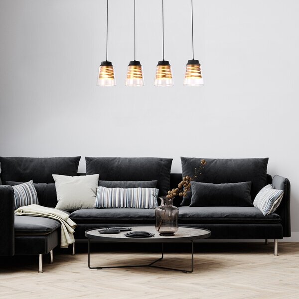 Rabalux 3544 závesné stropné svietidlo Zenaida 4x60W | E27 - čierna, zlatá