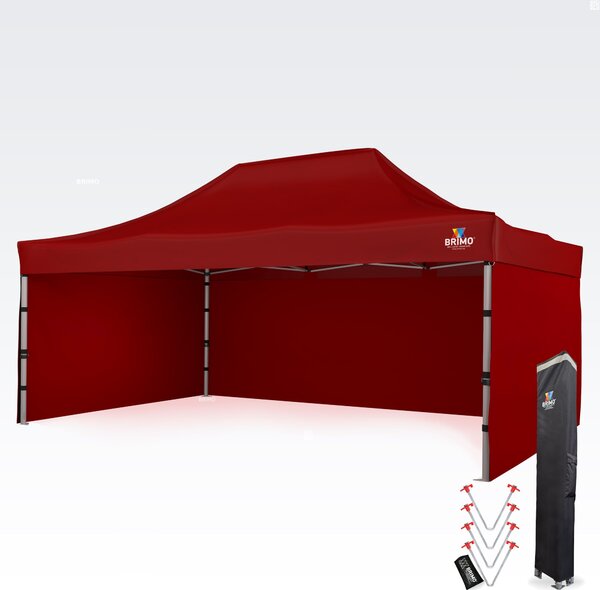 BRIMO Rozkladací párty stan 4x6m - s 3 stenami - Červená 17
