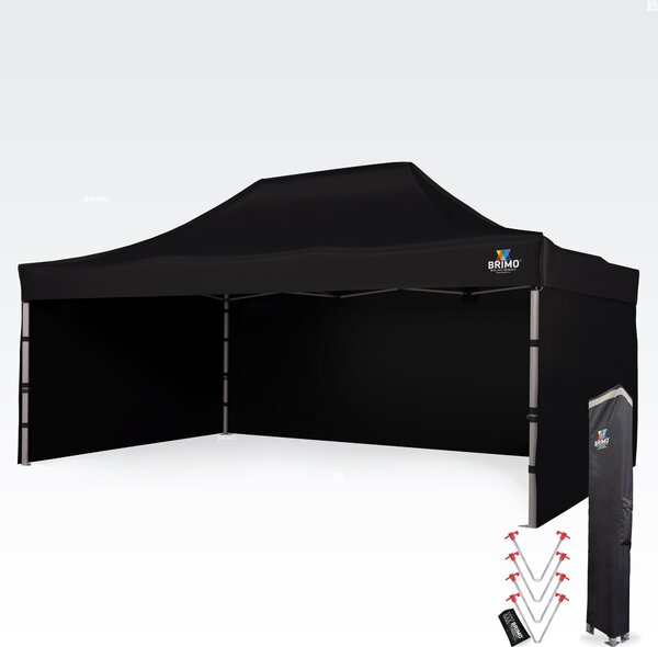 BRIMO Párty stan 4x6 m Premium (Alu) s 3 stenami – Rýchlorozkladací - s 3 stenami - Čierna 17