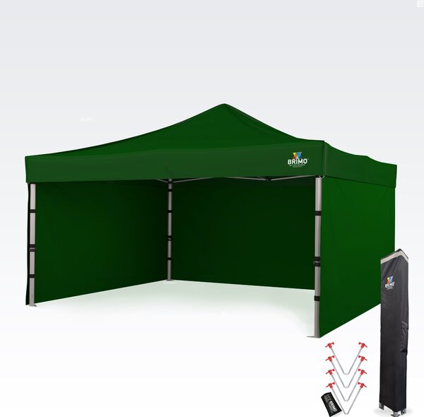 BRIMO Hliníkový promo stan 4x4 m ALU EXCLUSIVE – 3 steny, HEX 45 mm - s 3 stenami - Zelená 16