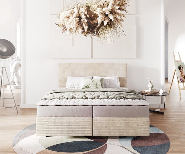 DELIFE Boxspring posteľ Dream-Well 160x200 cm manšester béžová s matracom a topperom