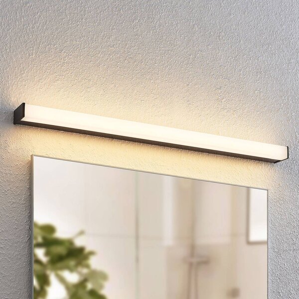 Kúpeľňové nástenné svietidlo Lindby LED Ulisan, 89 cm, čierne, hranaté, Čierna, Kúpeľňa, Hliník, Moderný