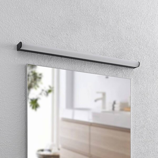 Lindby Ulisan nástenné LED svetlo, okrúhle 88,8 cm, Čierna, Kúpeľňa, Hliník, Moderný