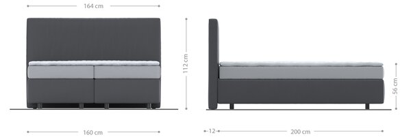 DELIFE Boxspring posteľ Dream-Well 160×200 cm mikrovlákno sivá s matracom a topperom