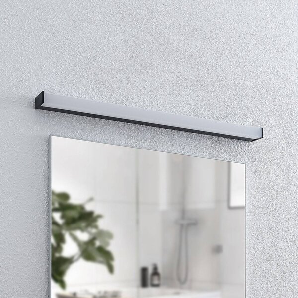 Kúpeľňové nástenné svietidlo Lindby LED Ulisan, 89 cm, čierne, hranaté, Čierna, Kúpeľňa, Hliník, Moderný
