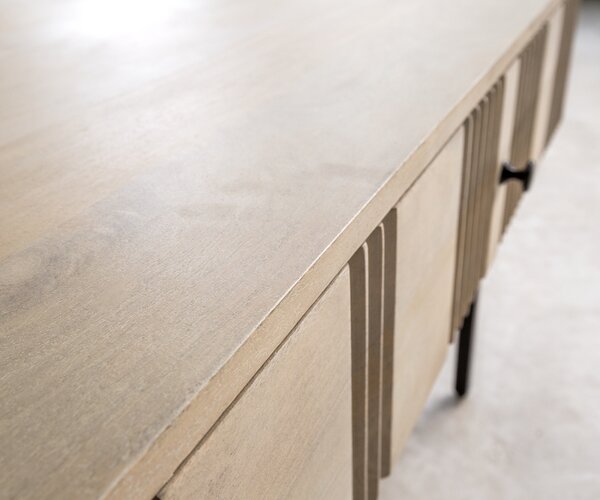 DELIFE Konferenčný stolík Nereos 130x60 cm mango white wash kov čierna