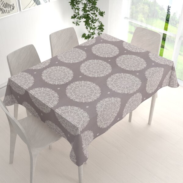 Biante Bavlnený obdĺžnikový obrus Sandra SA-547 Krémové mandaly na béžovosivom 50x100 cm