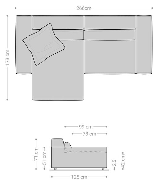 DELIFE Rohová pohovka Sirpio XL 270x170 cm manšester béžová variabilné ležadlo
