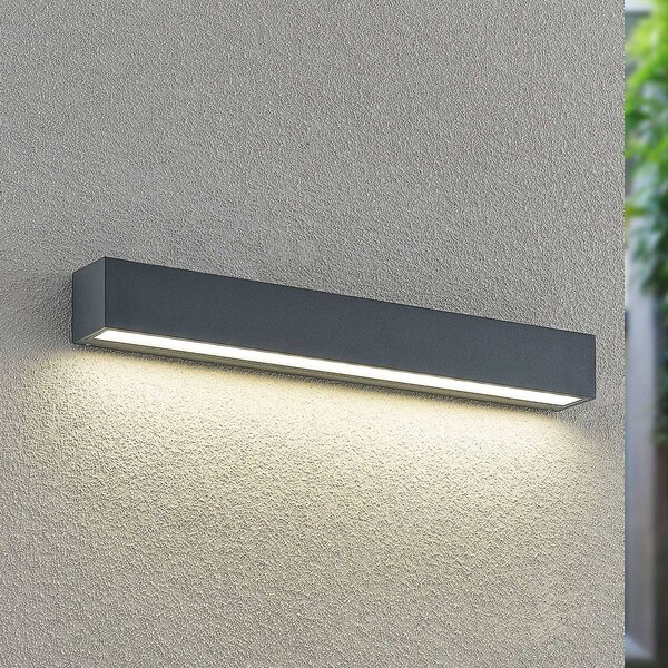 Arcchio LED nástenné svetlo Lengo, 50 cm, 1-pl., antracitová,, Čierna, Hliník, Moderný, Nástenné svietidlo