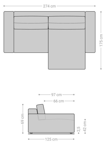 DELIFE Rohová pohovka Lanzo XL 270x180 cm mikrovlákno khaki-hnedá variabilné ležadlo