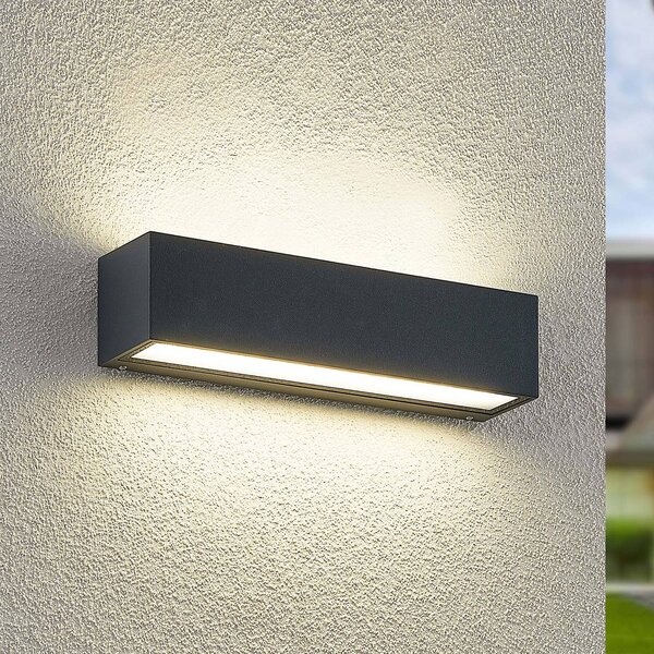 Arcchio LED nástenné svetlo Lengo, 25 cm, 2-pl., antracitové,, Čierna, Hliník, Moderný, Nástenné svietidlo