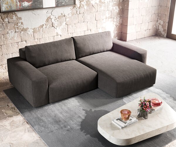 DELIFE Rohová pohovka Lanzo XL 270x180 cm mikrovlákno khaki-hnedá variabilné ležadlo